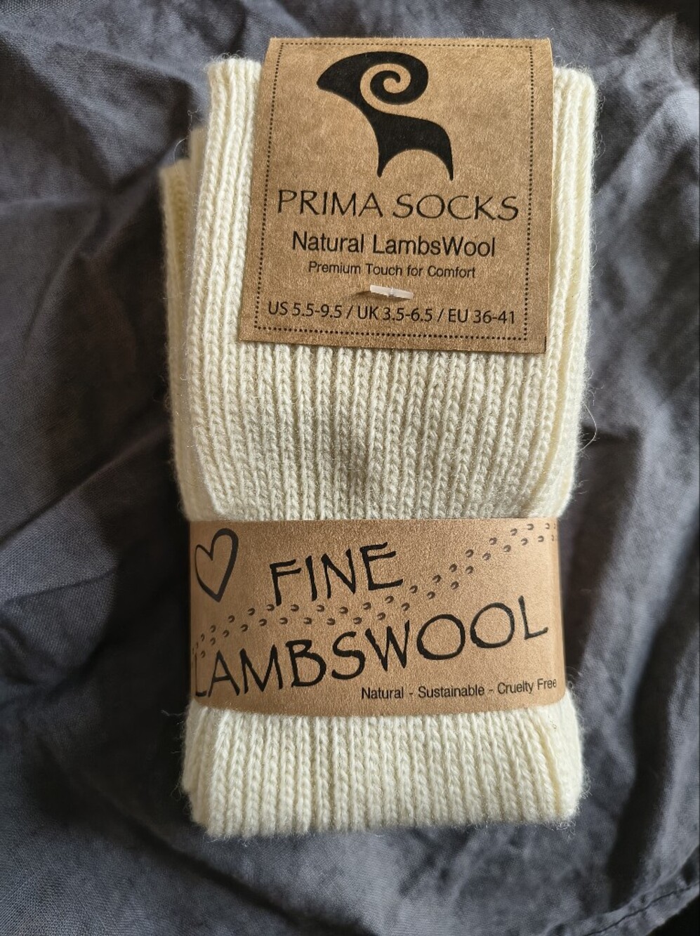 Unisex Crew Socks - fine lambswool natural cream color